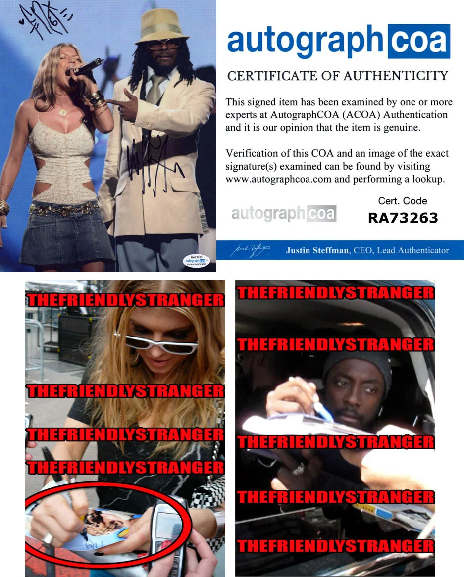 FERGIE & WILL.I.AM — FERGIE & WILL.I.AM signed "BLACK EYED PEAS" 8x10 Photo EXACT PROOF a ACOA COA