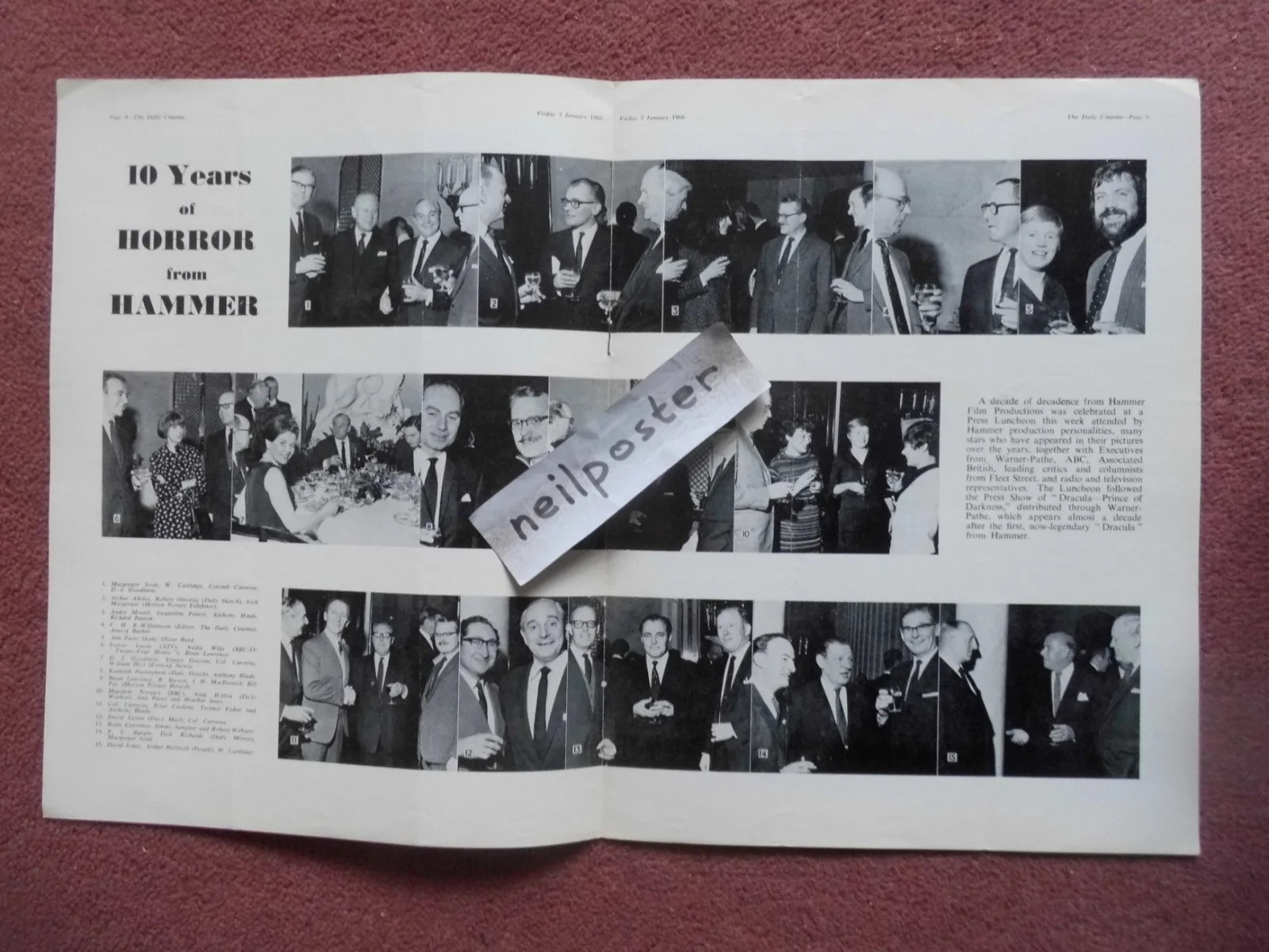 HAMMER FILMS EVENT in DAILY CINEMA (1966) PETER CUSHING, TERENCE FISHER, изображение 2