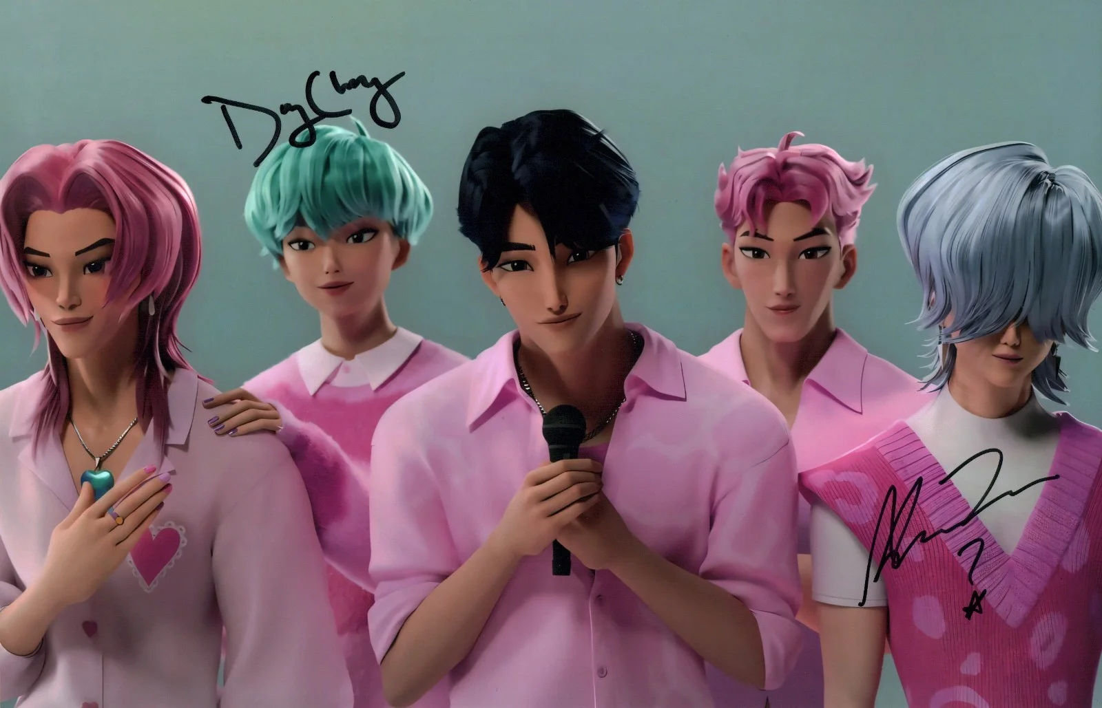 Danny Chung, Alan Lee — KPop Demon Hunters 11x17 Cast x2 Signed Photo JSA Certified Autograph