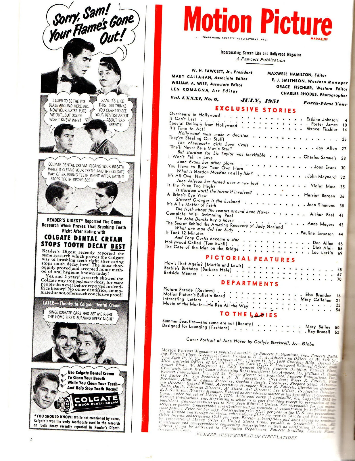 7-1951 June Haven d2005 autograph on Motion Picture Magazine Great Shape, изображение 3