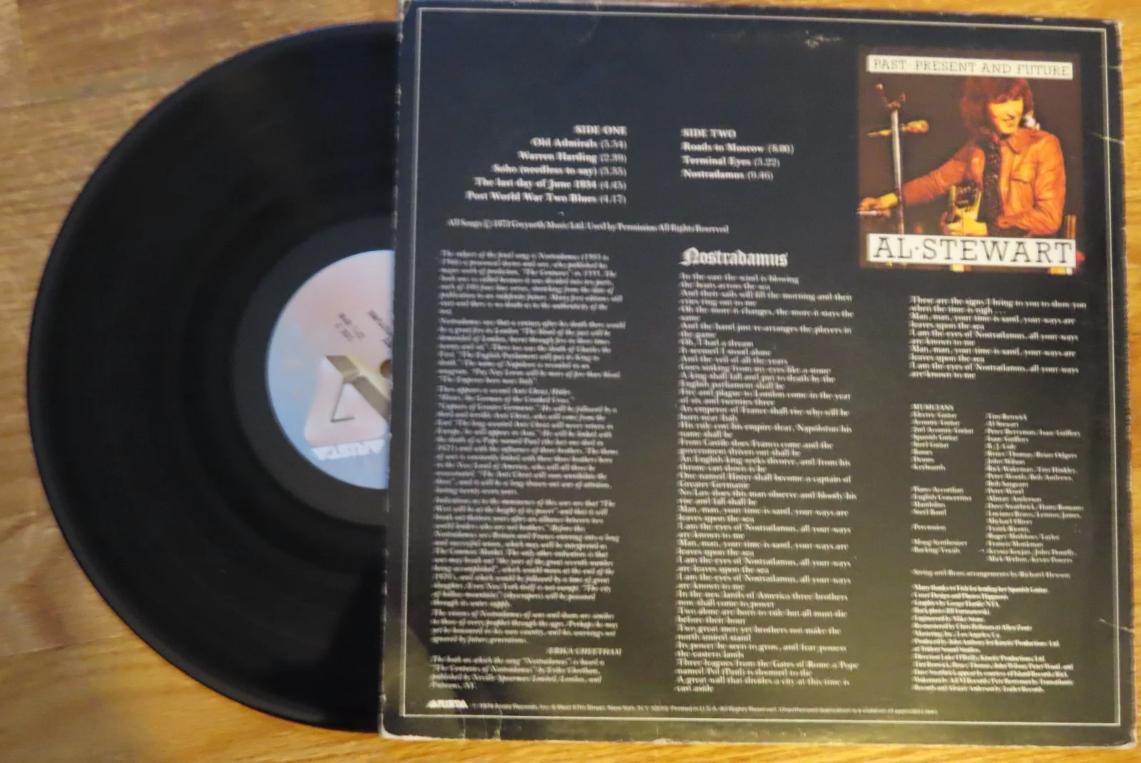 AL STEWART signed PAST PRESENT and FUTURE 1973 Record / Album "Midnight Rocks", изображение 2
