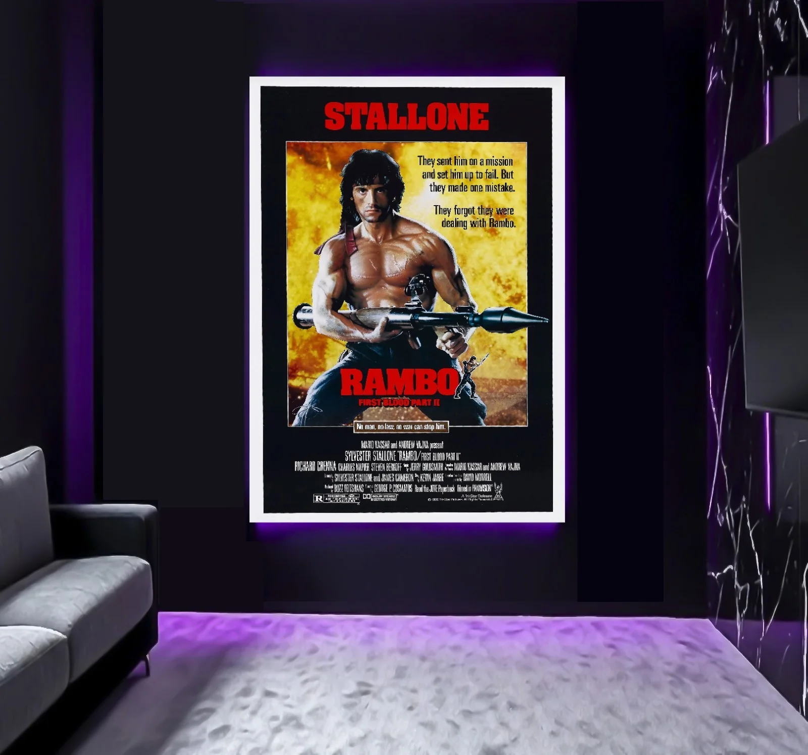 Large A0 A1 A2 First Blood Rambo Part 2 3 II III Stallone Movie Wall Art Poster, изображение 4