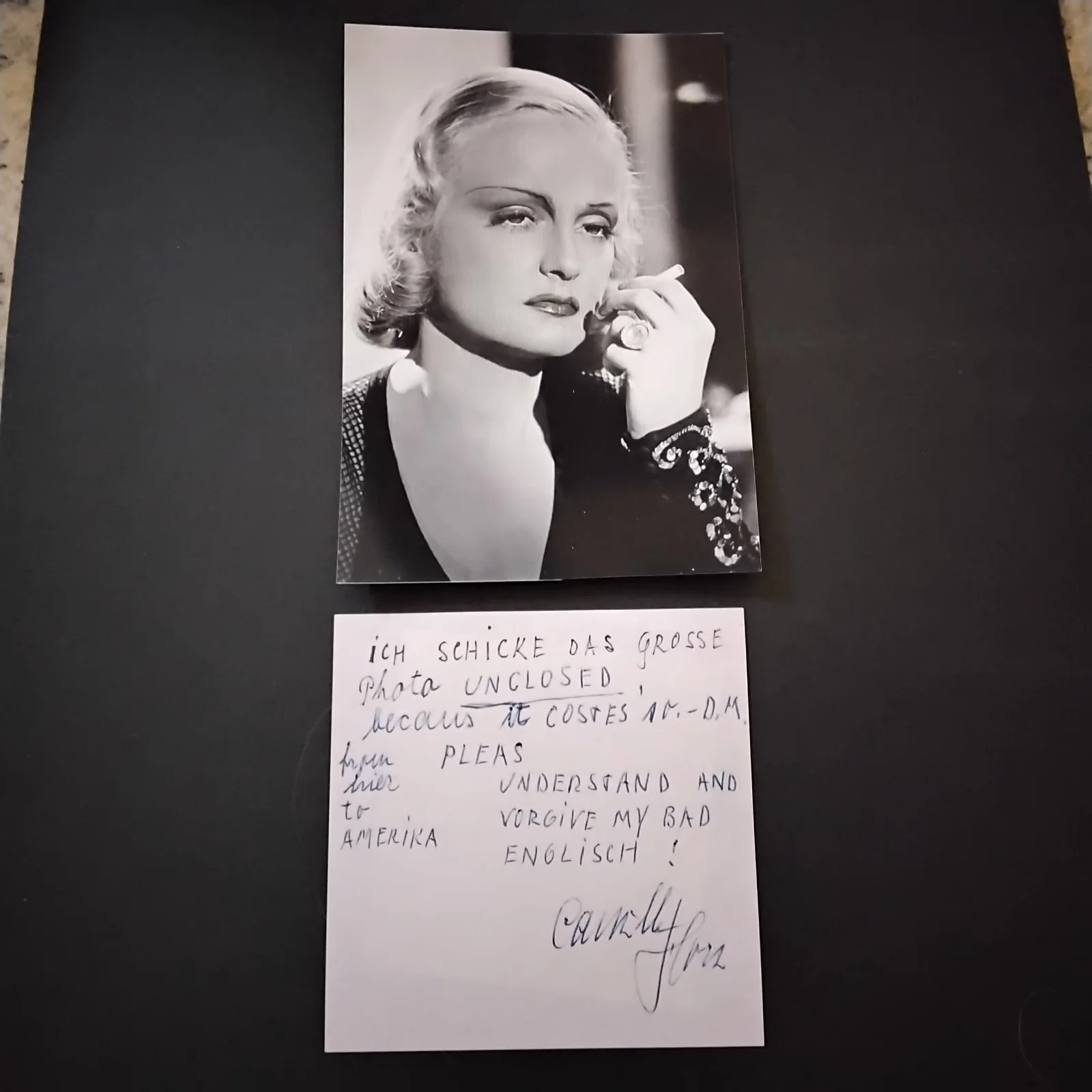 Camilla Horn SIGNED Note Photo 20s German Movie Actress Faust Tempest Barrymore, image 5