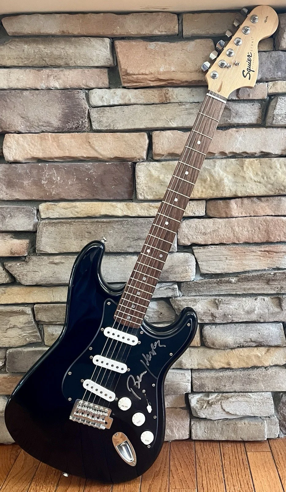 Genuine BEN HARPER Autographed Black Squire Strat Electric Guitar by Fender COA, image 2