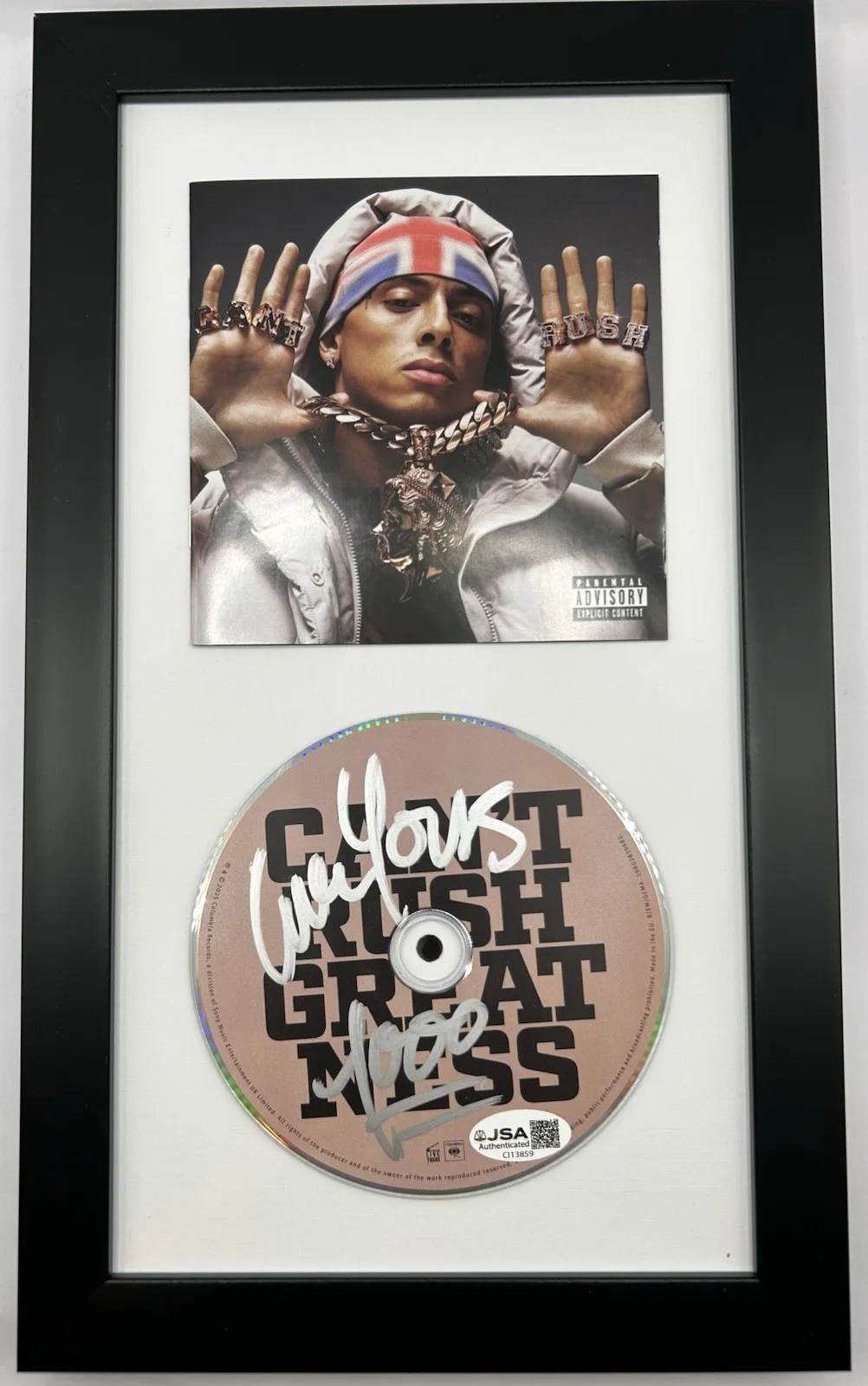 CENTRAL CEE — CENTRAL CEE SIGNED "CAN'T RUSH GREATNESS" CD WITH FRAME RARE UK RAP - JSA COA, image 2