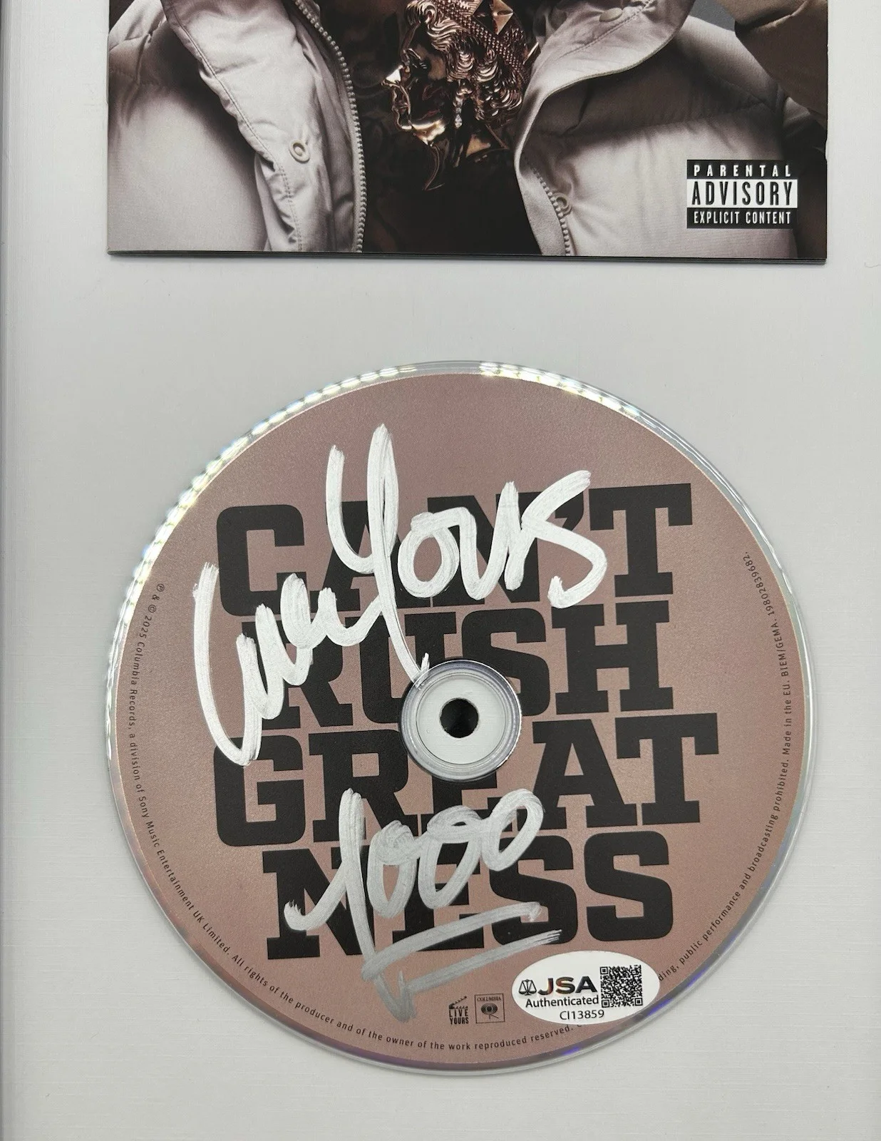 CENTRAL CEE — CENTRAL CEE SIGNED "CAN'T RUSH GREATNESS" CD WITH FRAME RARE UK RAP - JSA COA, image 4