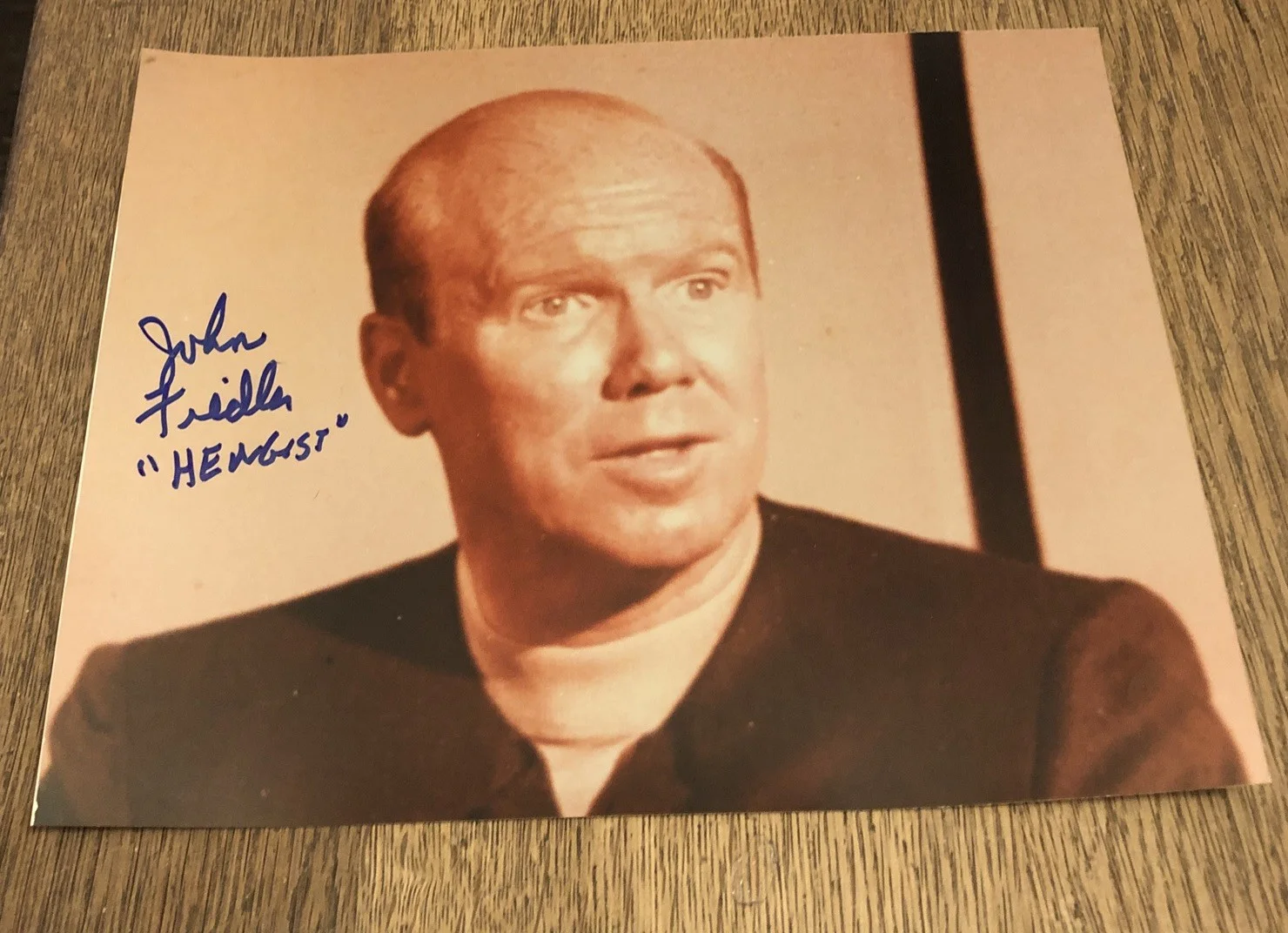 John Fiedler — John Fiedler Star Trek "Hengist" Hand Signed Color Autograph 8 X 10”