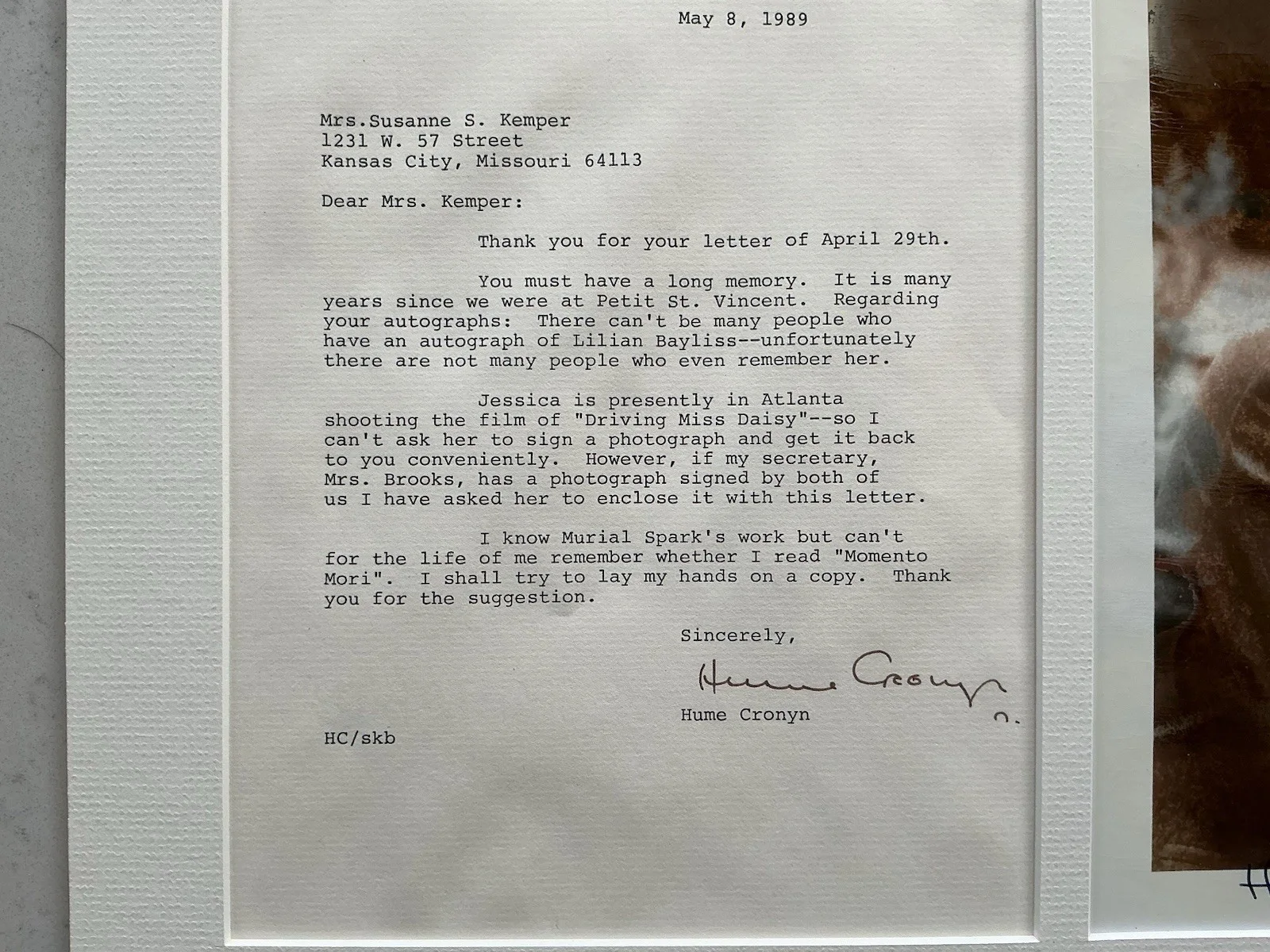 HUME CRONYN & JESSICA TANDY SIGNED TLS AUTOGRAPHED LETTER & PHOTO ACTOR ACTRESS, изображение 2