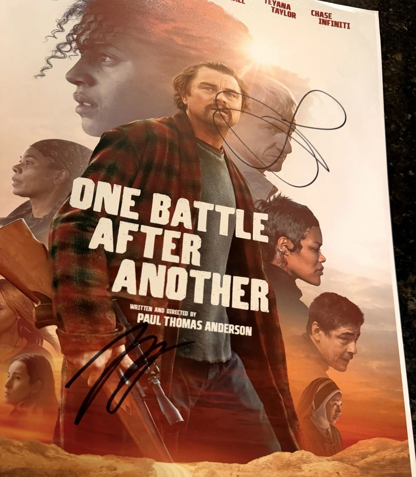 Leo DiCaprio, Teyana Taylor Signed One Battle After Another - 12x18 Movie Poster, изображение 2