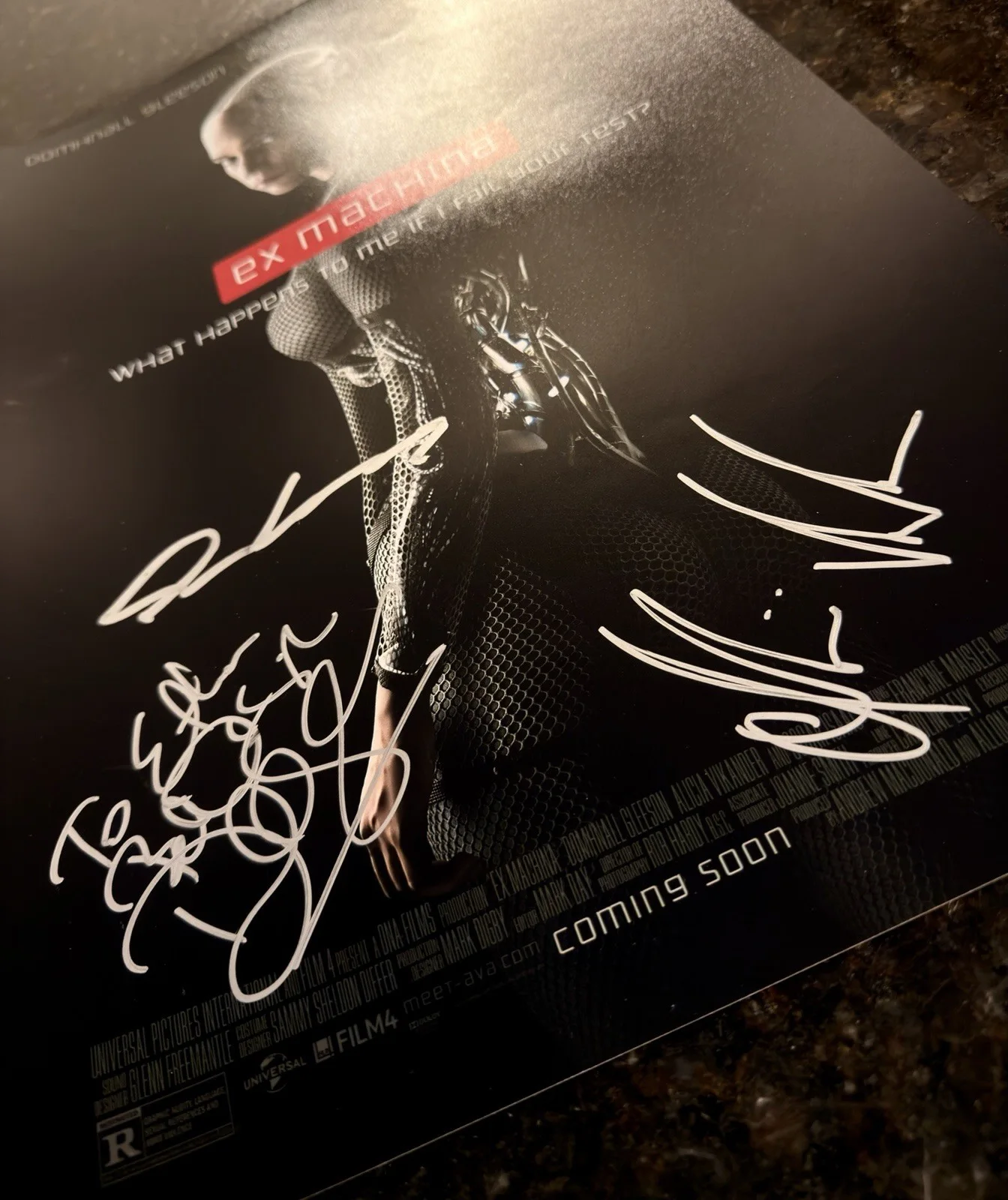 Oscar Isaac, Alicia Vikander, Gleeson Signed Ex Machina - 12x18 Movie Poster, изображение 2