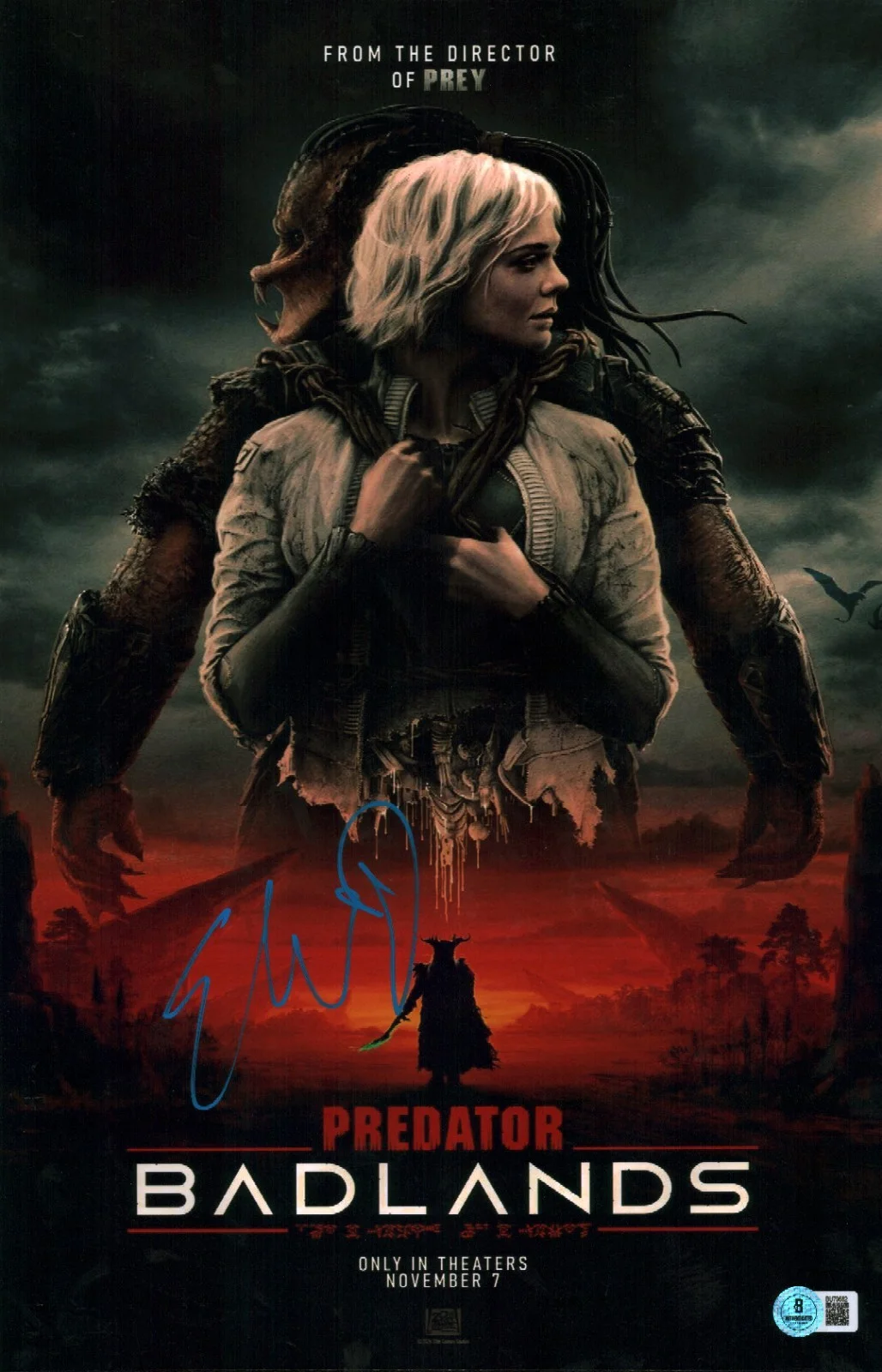 elle fanning — Elle Fanning Signed Autographed Predator Badlands Thia 11x17 Poster BAS COA