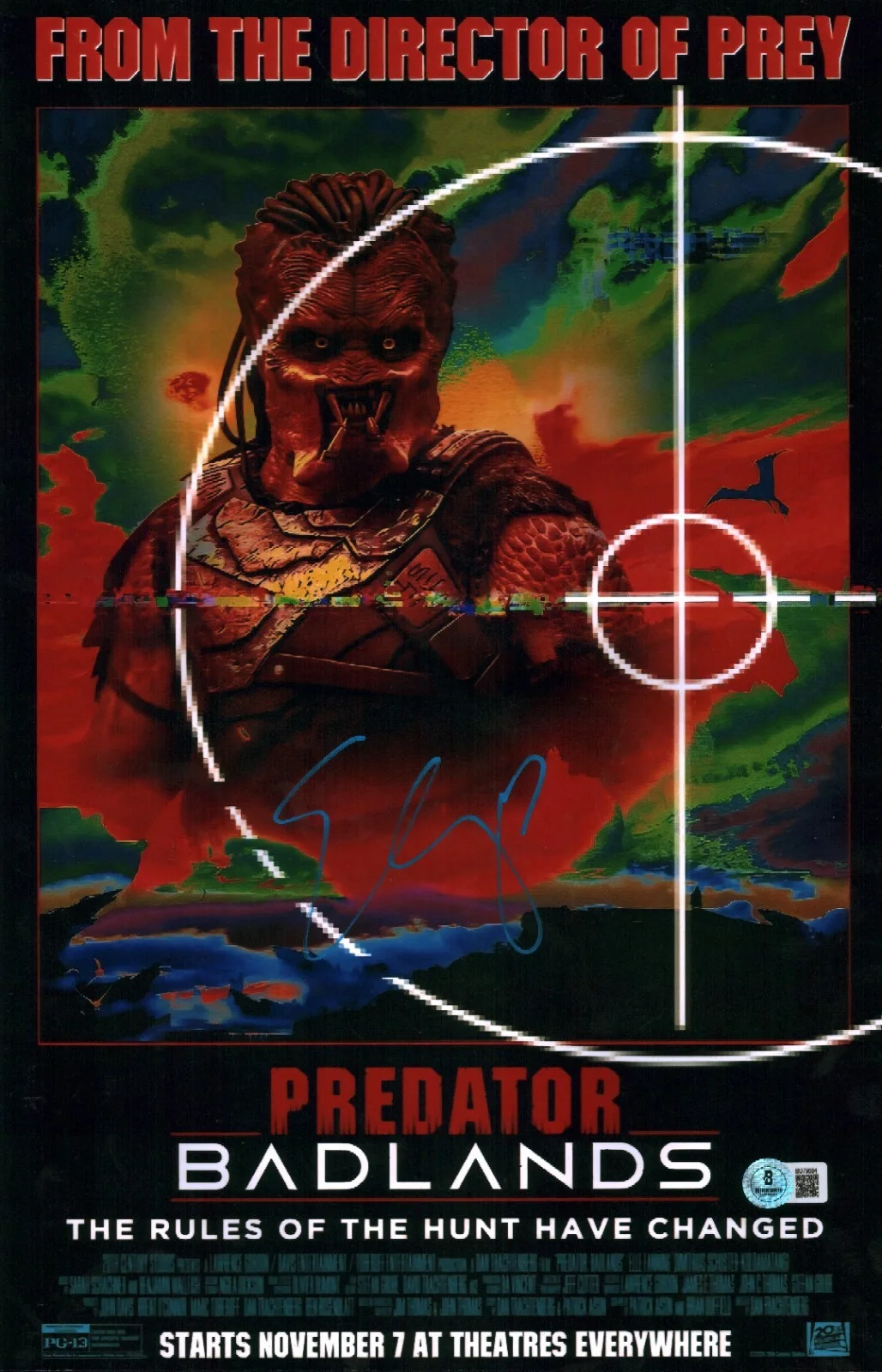 elle fanning — Elle Fanning Signed Autographed Predator Badlands Thia 11x17 Poster BAS COA