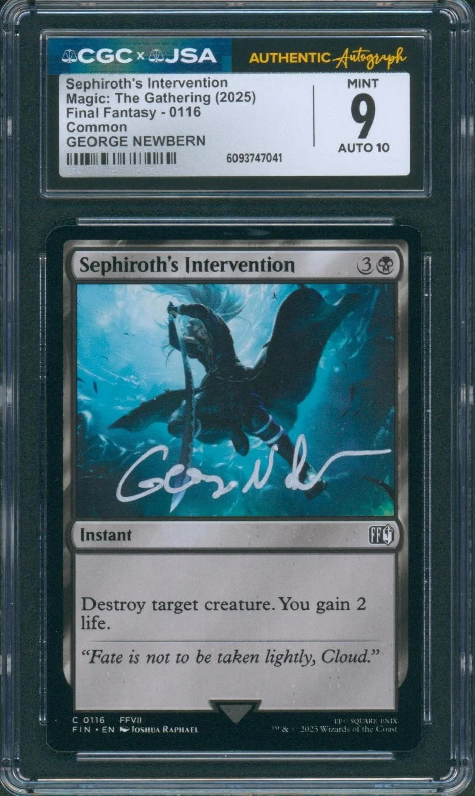 George Newbern — George Newbern Signed MagicTG Card Final Fantasy Sephiroth Mint 9 CGC x JSA SLAB