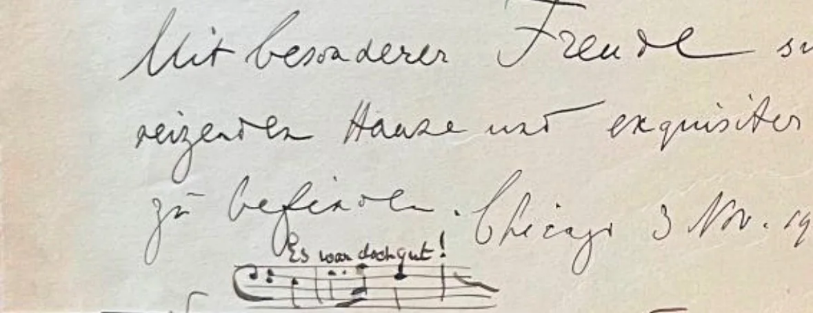 Hugo Heermann Autograph Musical Quote and note, signed 1905, violinist composer, image 2