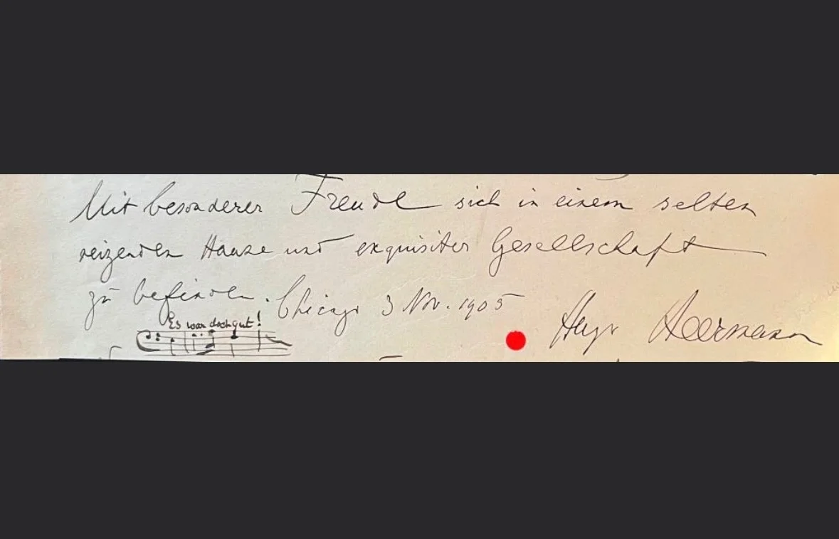 Hugo Heermann Autograph Musical Quote and note, signed 1905, violinist composer, image 3