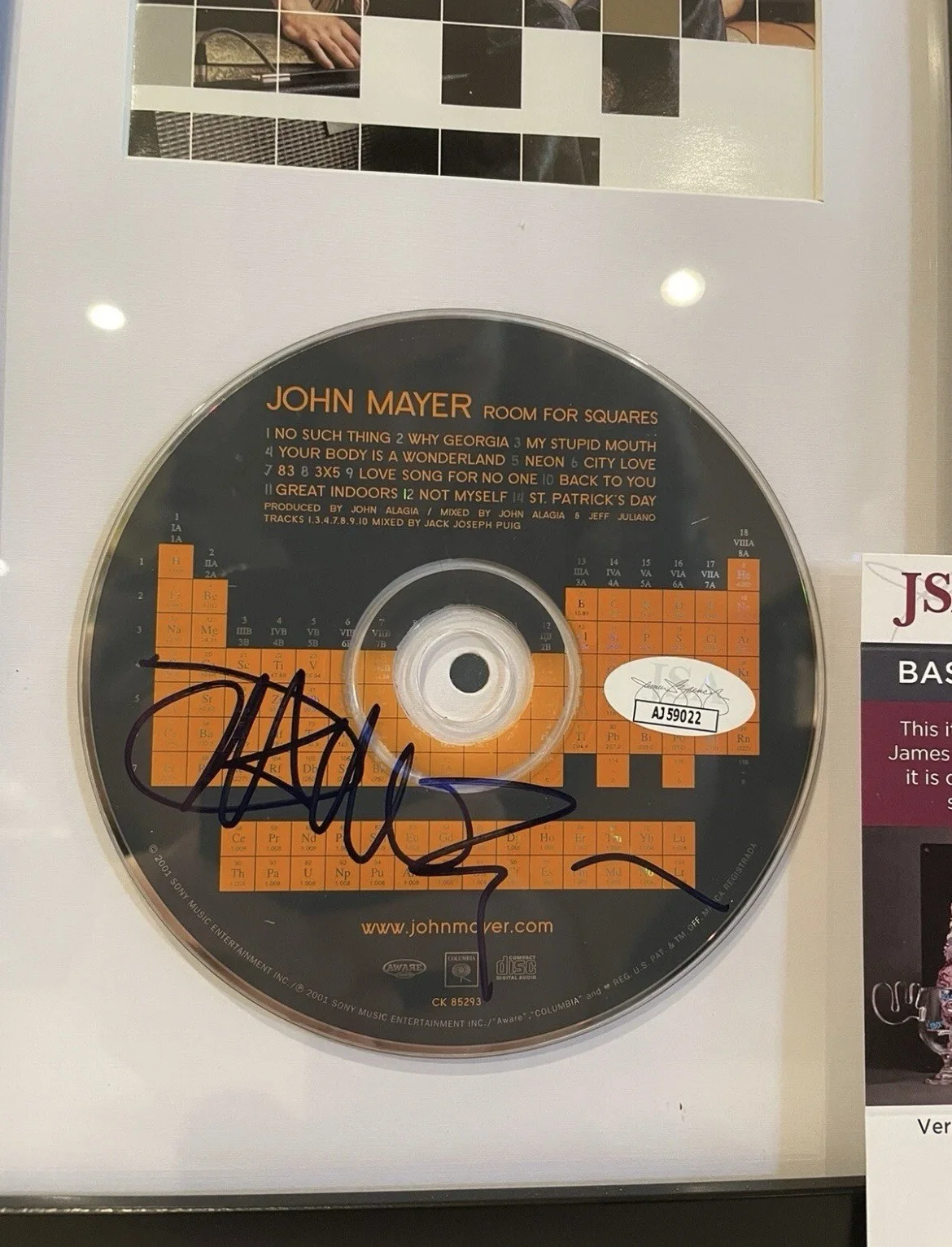 John Mayer Signed Room For Squares CD Cover Framed Rare JSA COA, изображение 2