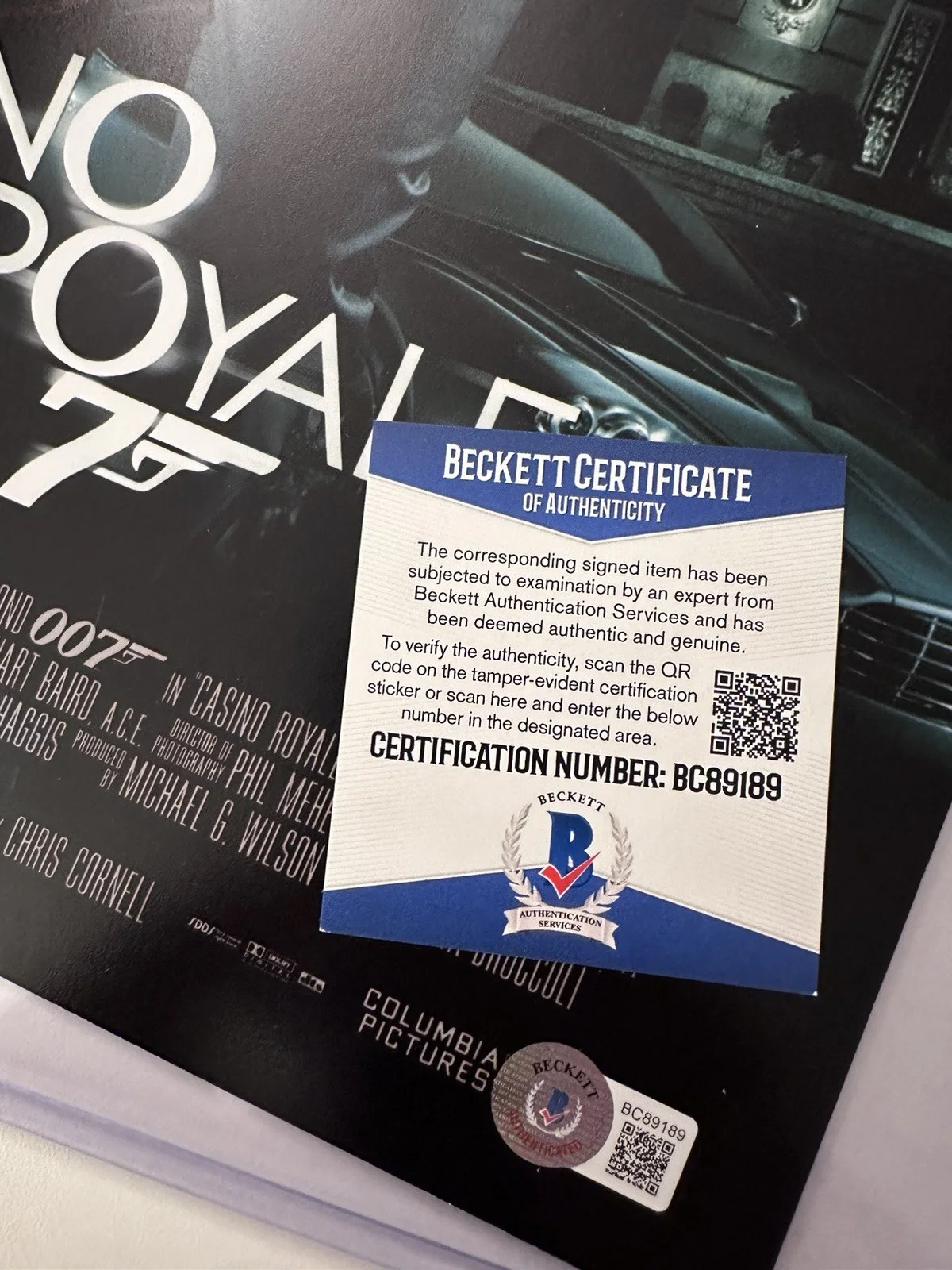 Rare Casino Royal Movie Poster Signed Daniel Craig Beckett Certified Authentic, изображение 3