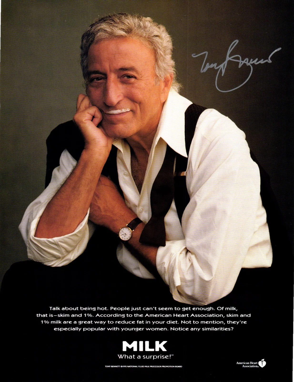 Tony Bennett — Tony Bennett Signed Got MIlk Ad Magazine Photo