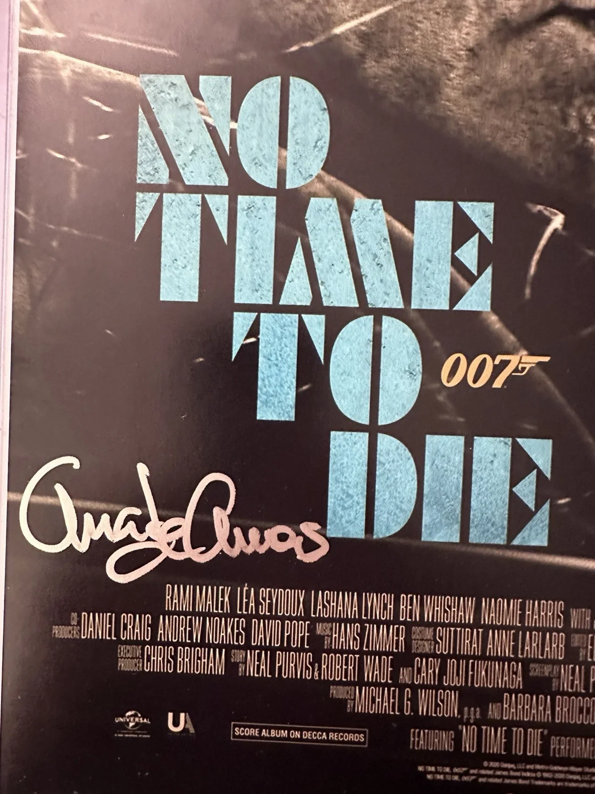 Rare No Time to Die Ana de Armas Signed 12x18 Movie Poster Beckett BAS COA Auto, изображение 2