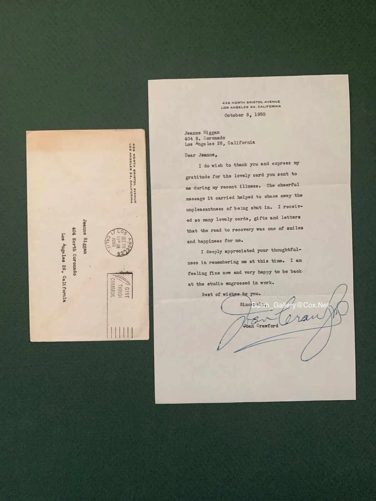 JOAN CRAWFORD LETTER autograph signed, image 2