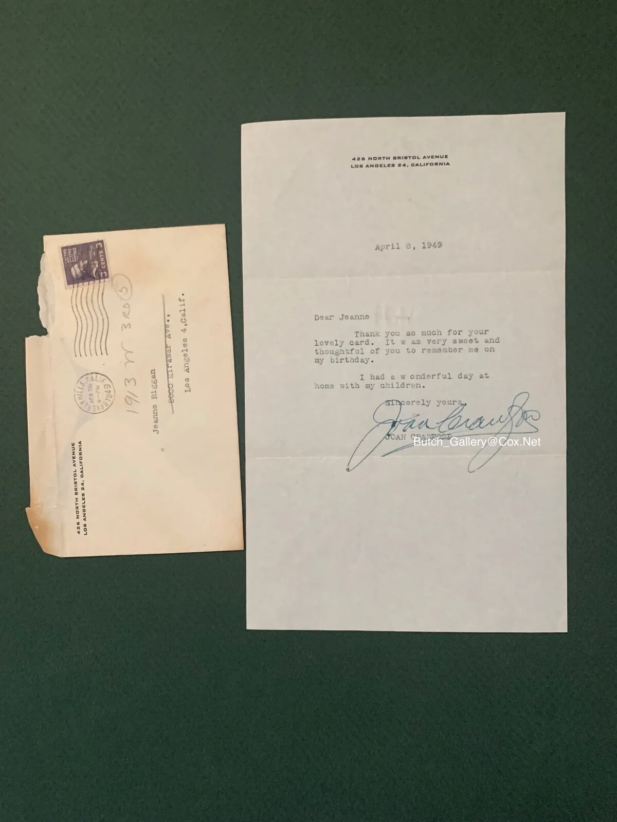 JOAN CRAWFORD LETTER autograph signed, image 3