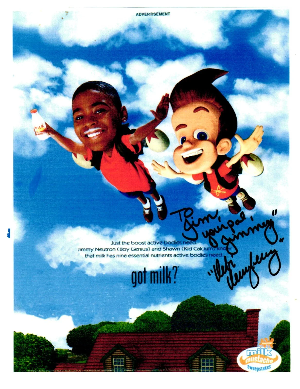 Debi Derryberry — Debi Derryberry Signed Jimmy Neutron Got Milk Ad printout