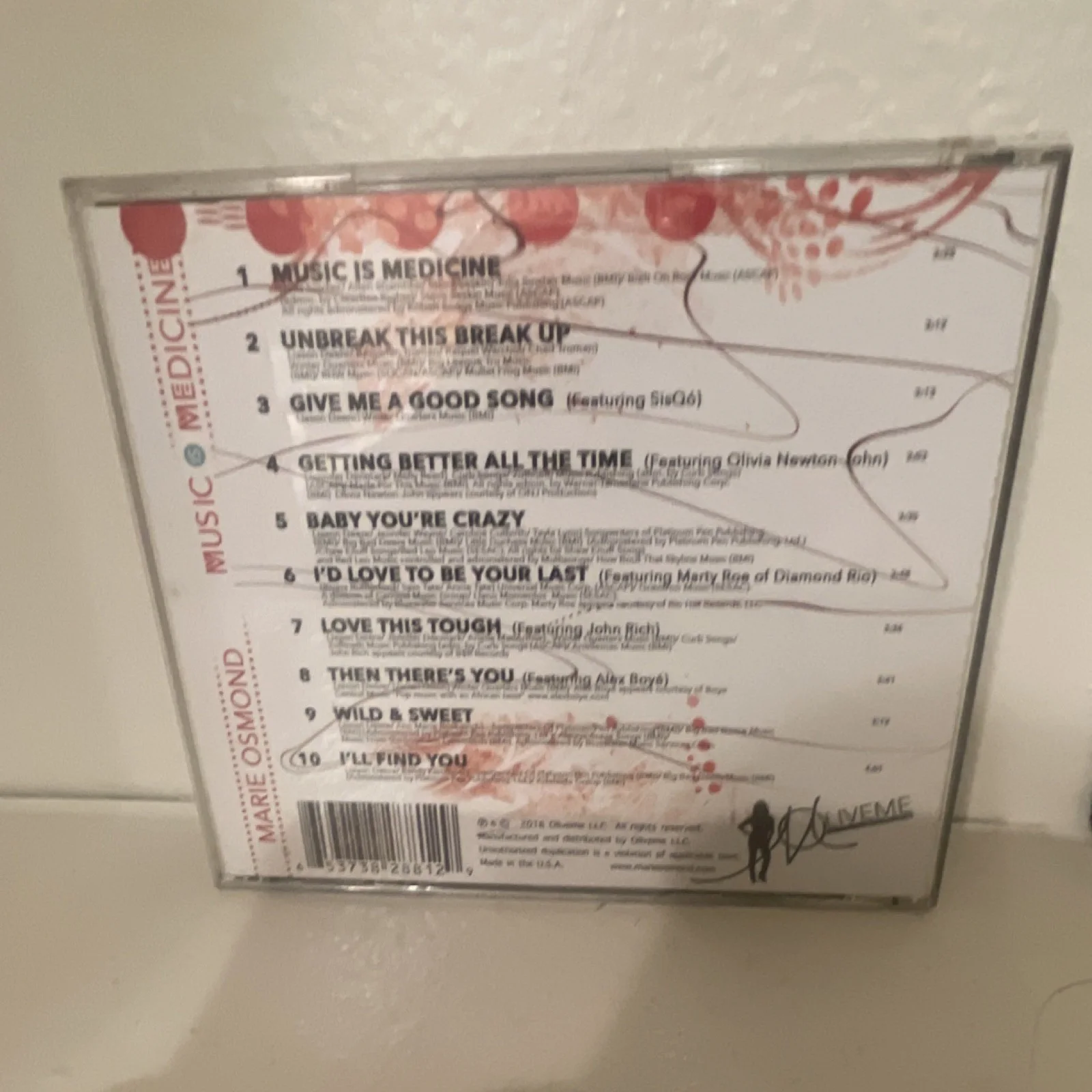 Marie Osmond Music Is Medicine standard unsigned CD & Booklet Original, image 3