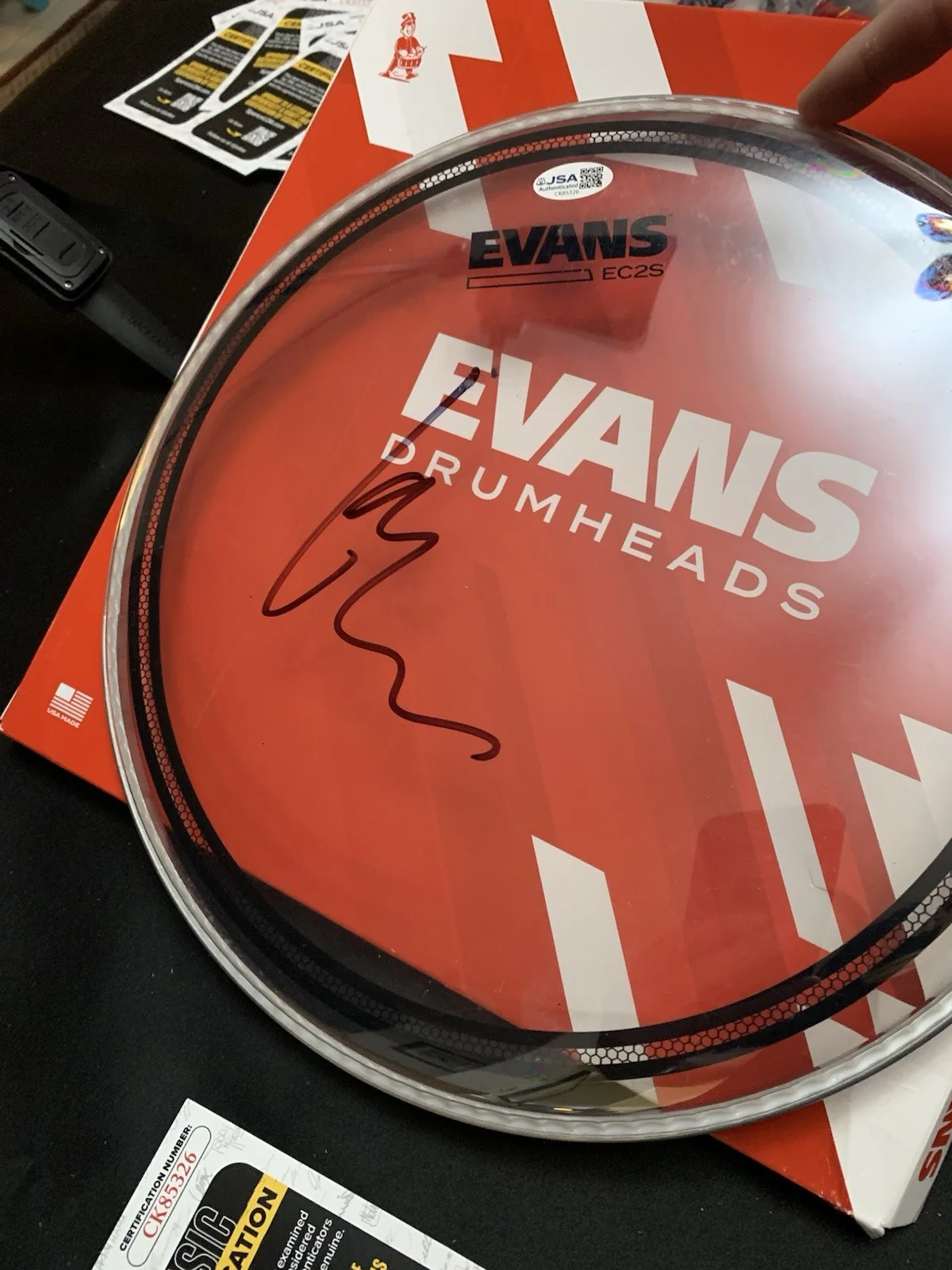 Lars Ulrich of Metallica signed 10 inch Remo Drumhead JSA Coa, image 2