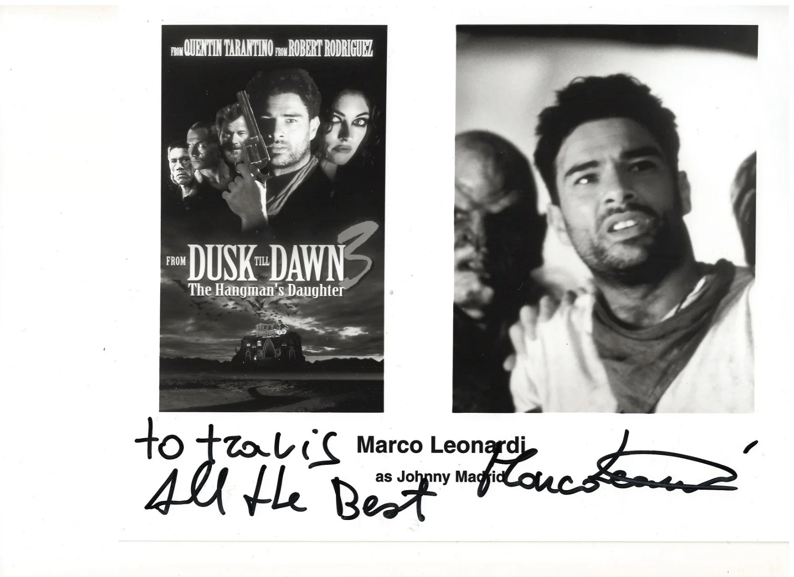 MARCO LEONARDI — MARCO LEONARDI RARE DUSK TILL DAWN 3 THE HANGMAN'S DAUGHTER SIGNED PHOTO