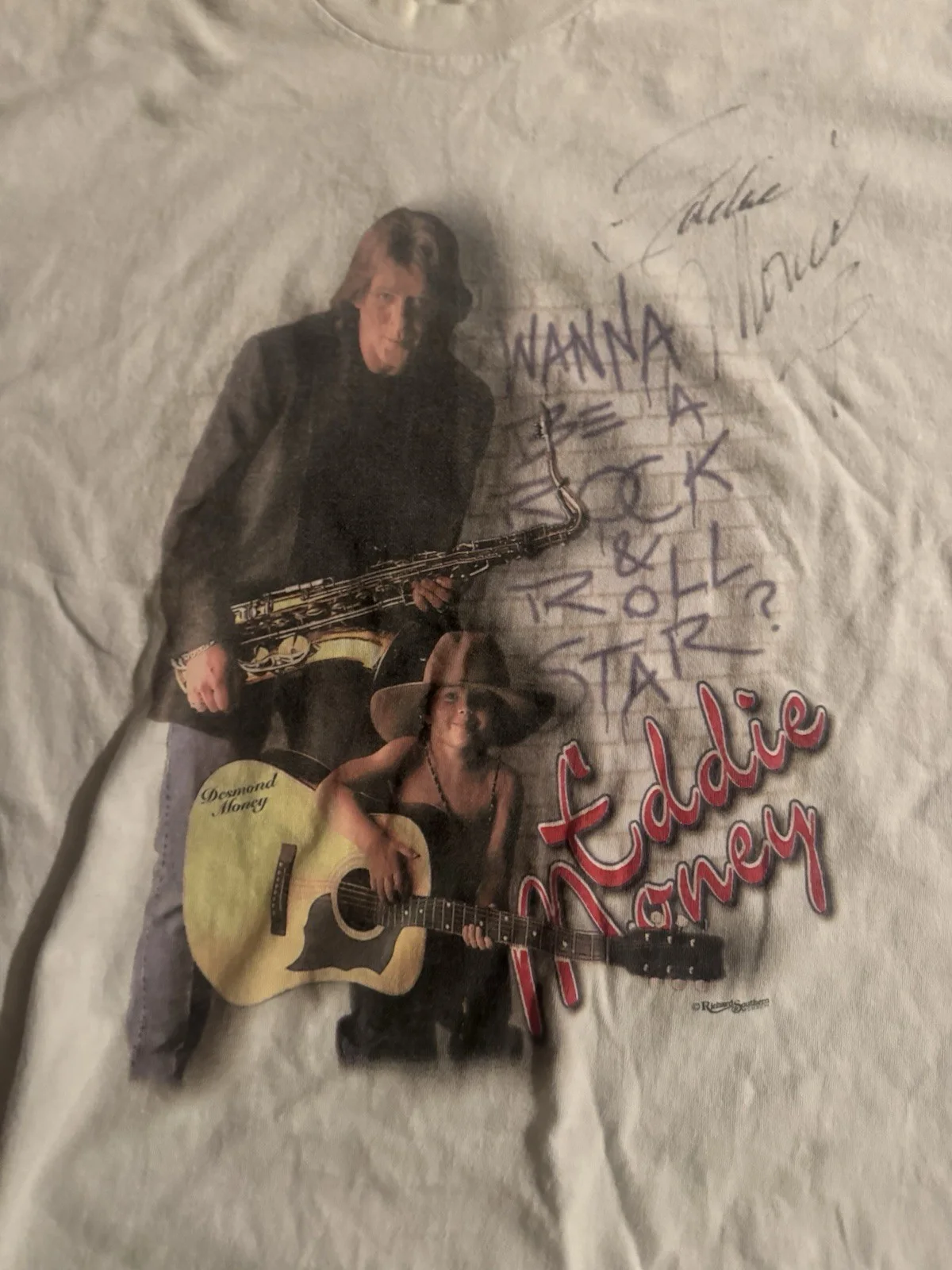 1996 Eddie Money Tour T Shirt Signed Autograph VTG XXL Rare, изображение 2