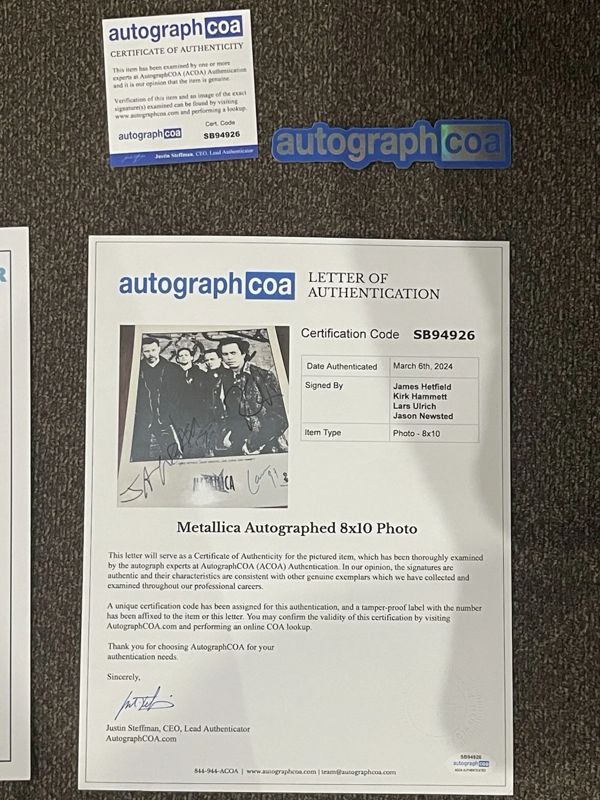 Signed Metallica Photo PSA DNA Slab With 3 Authentications See Photos! Amazing, image 3