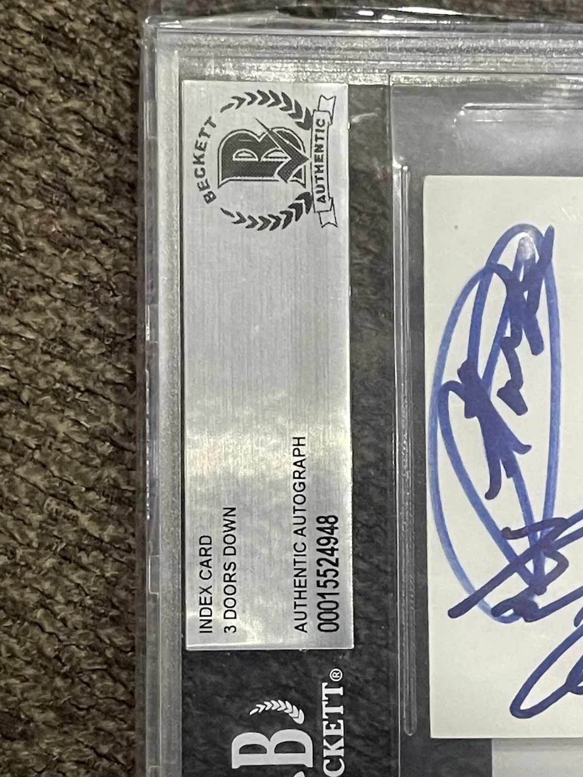 3 Doors Down Signed Index Auto Beckett & JSA Auth Full Band Brad Arnold Rare!, image 2