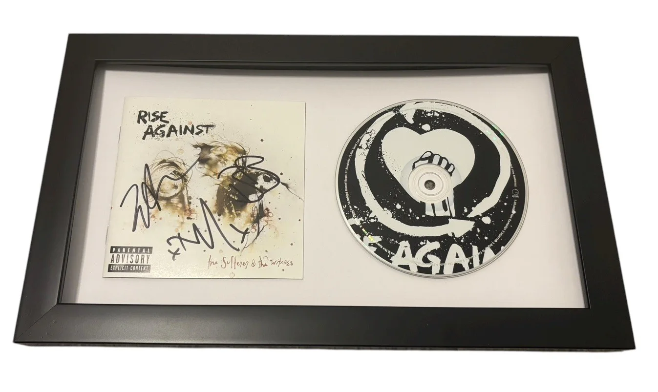 RISE AGAINST SIGNED AUTOGRAPH x3 SUFFERER WITNESS FRAMED CD TIM +2 PROOF JSA COA, image 3