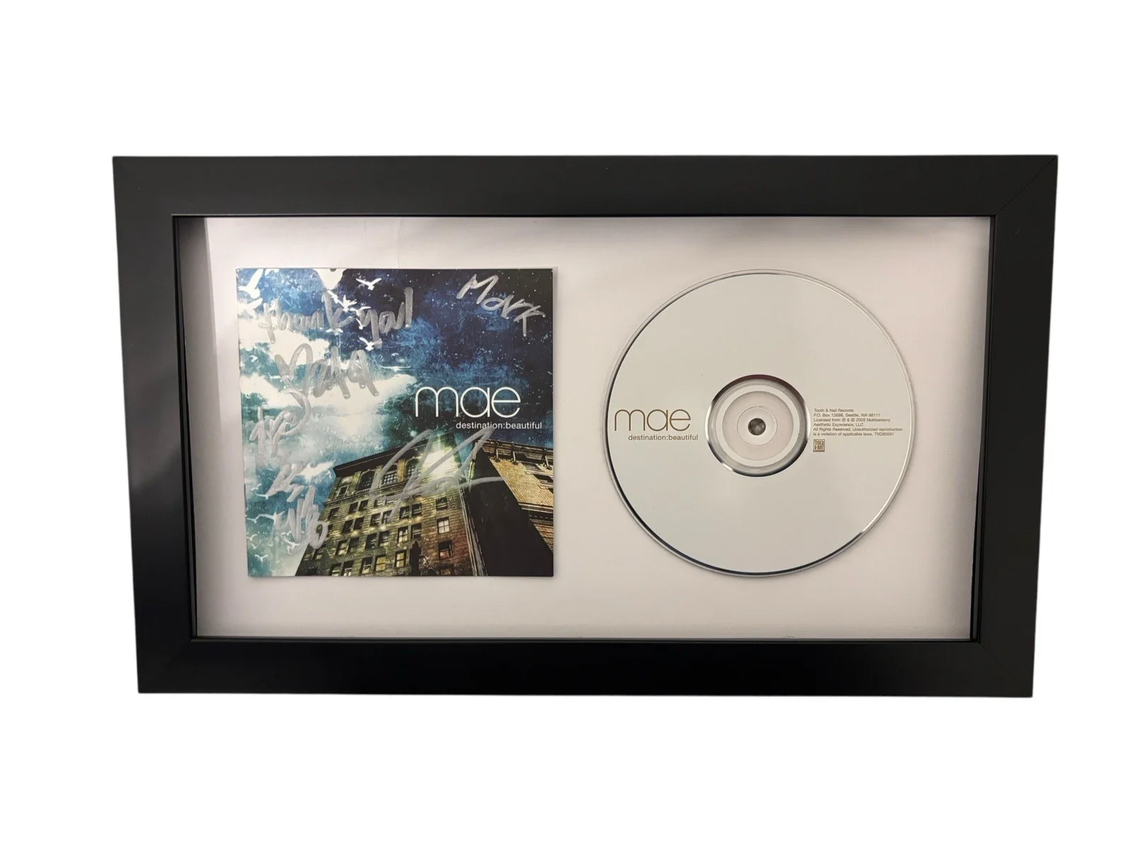 MAE SIGNED AUTOGRAPH x5 DESTINATION BEAUTIFUL FRAMED CD DAVE ELKINS +4 JSA COA, image 3