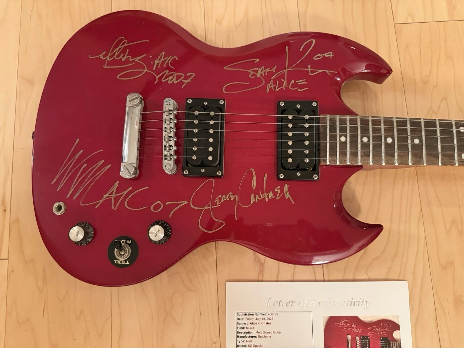 Alice In Chains Full Band Signed Stratocaster Guitar X 4 JSA Jerry Cantrell, изображение 2