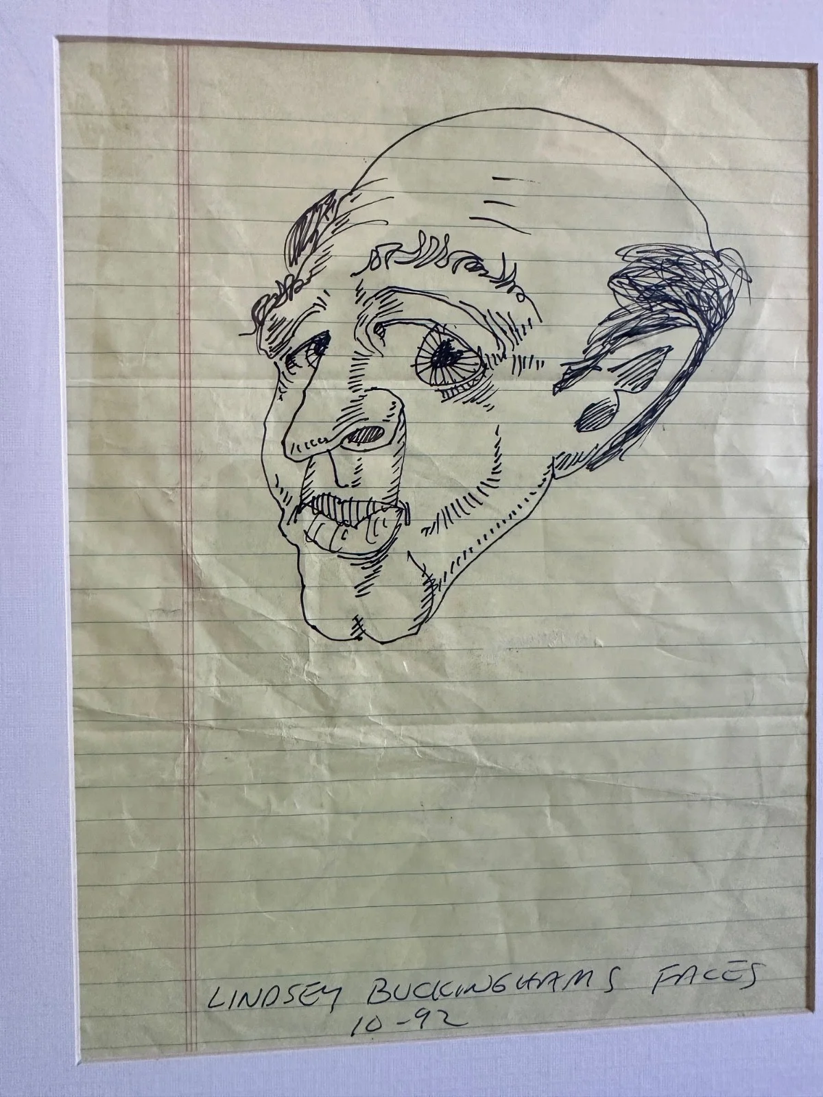Fleetwood Mac Lindsey Buckingham Personal Handwritten Signed Drawing 1/1, image 2