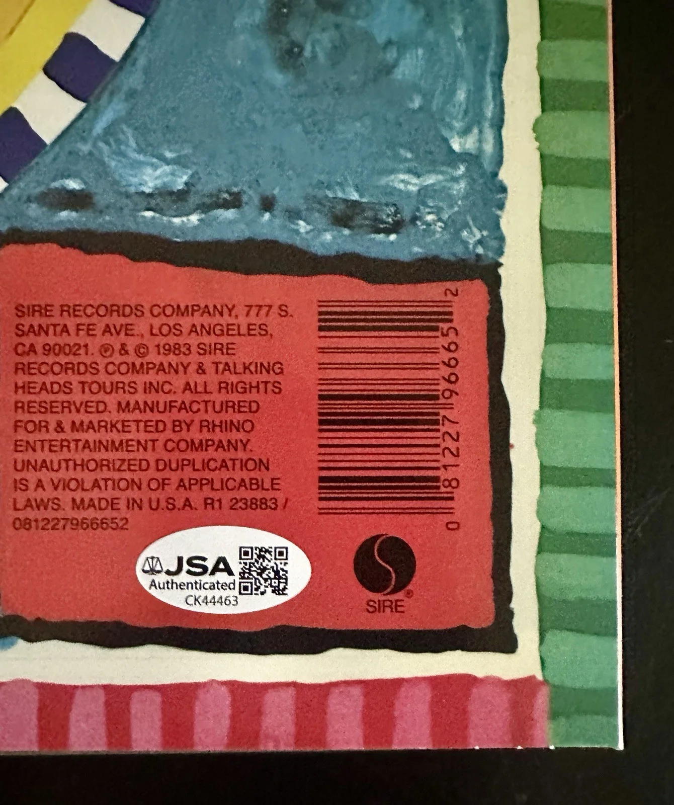 JERRY HARRISON SIGNED TALKING HEADS SPEAKING IN TONGUES VINYL RECORD LP JSA COA, изображение 5