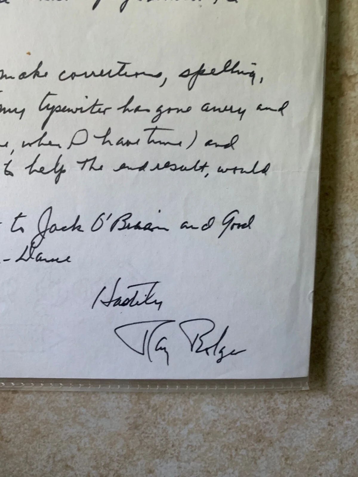 RAY BOLGER signed autograph als handwritten full page letter Wizard Of Oz, изображение 2