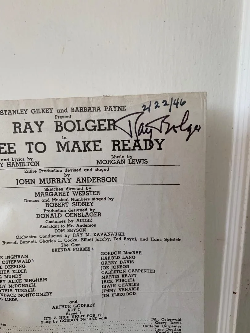 RAY BOLGER signed program autograph 1946, image 2