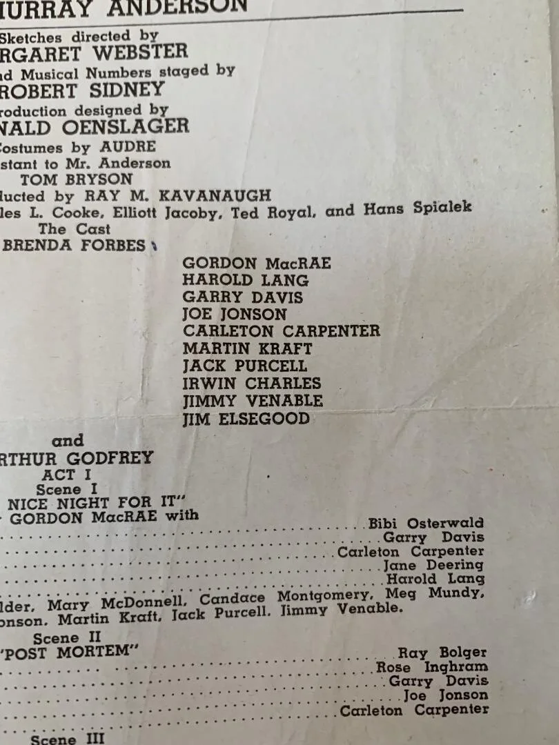 RAY BOLGER signed program autograph 1946, image 3