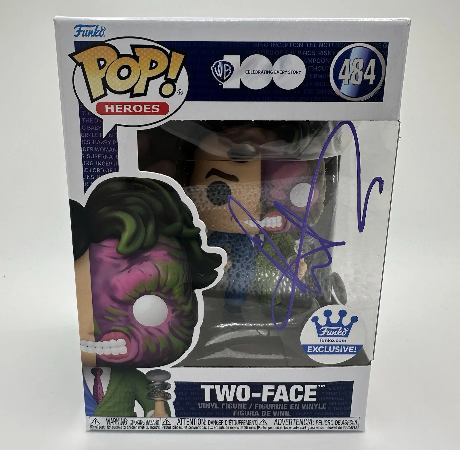 AARON ECKHART SIGNED TWO-FACE FUNKO POP THE DARK KNIGHT JSA AUTHENTICATED WS, image 2