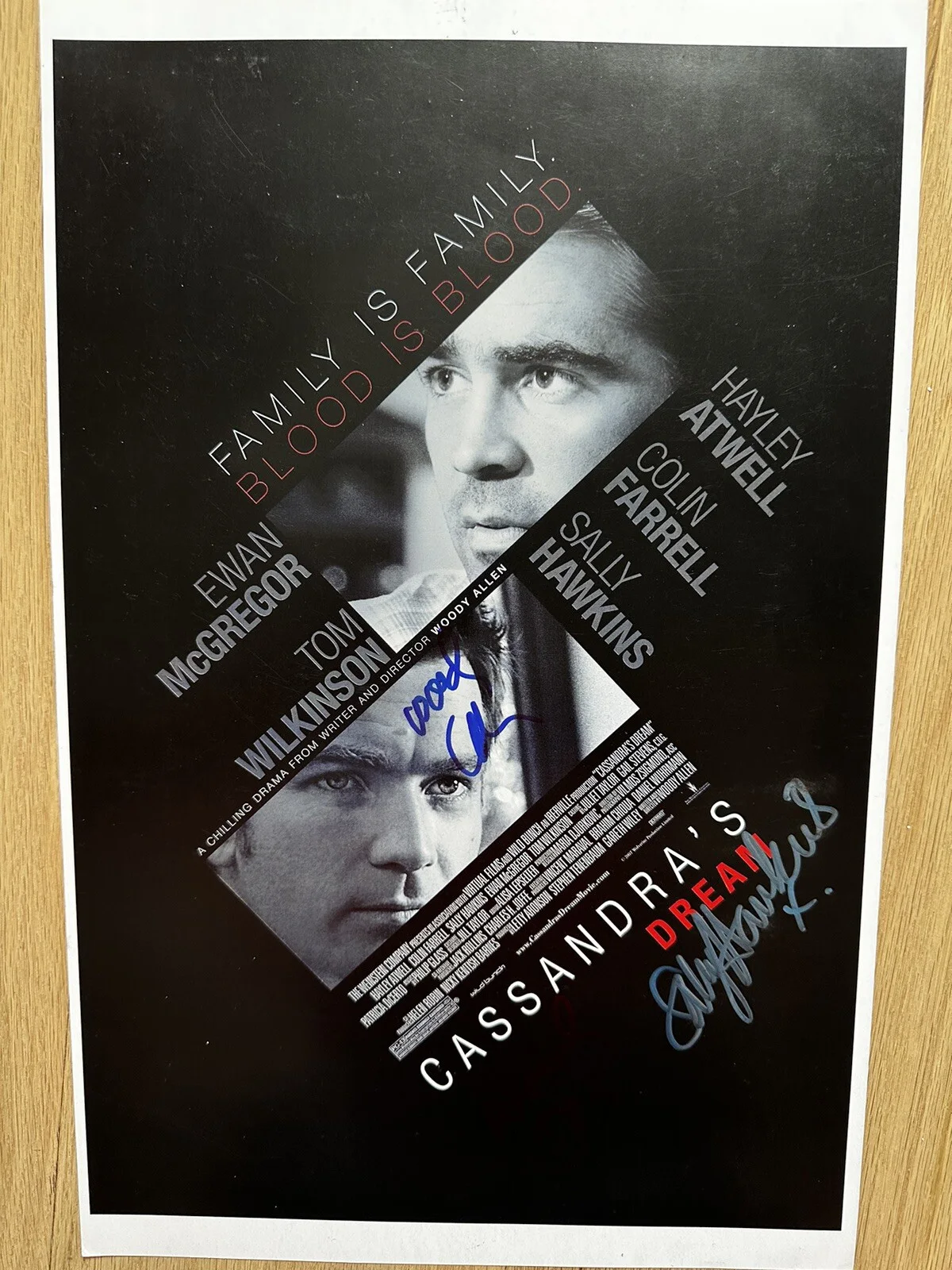 Woody Allen, Sally Hawkins — Woody Allen, Sally Hawkins Signed Cassandra’s Dream Poster. 2x