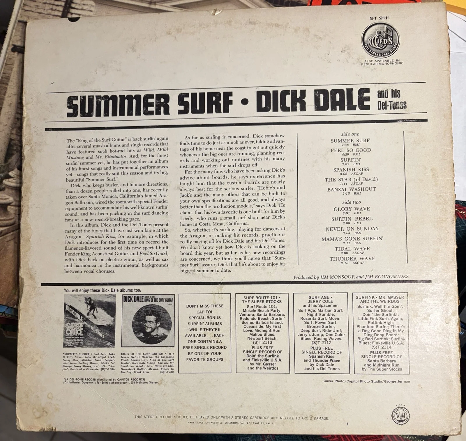 DICK DALE AUTOGRAPHED LP Guaranteed Authentic ￼, image 2