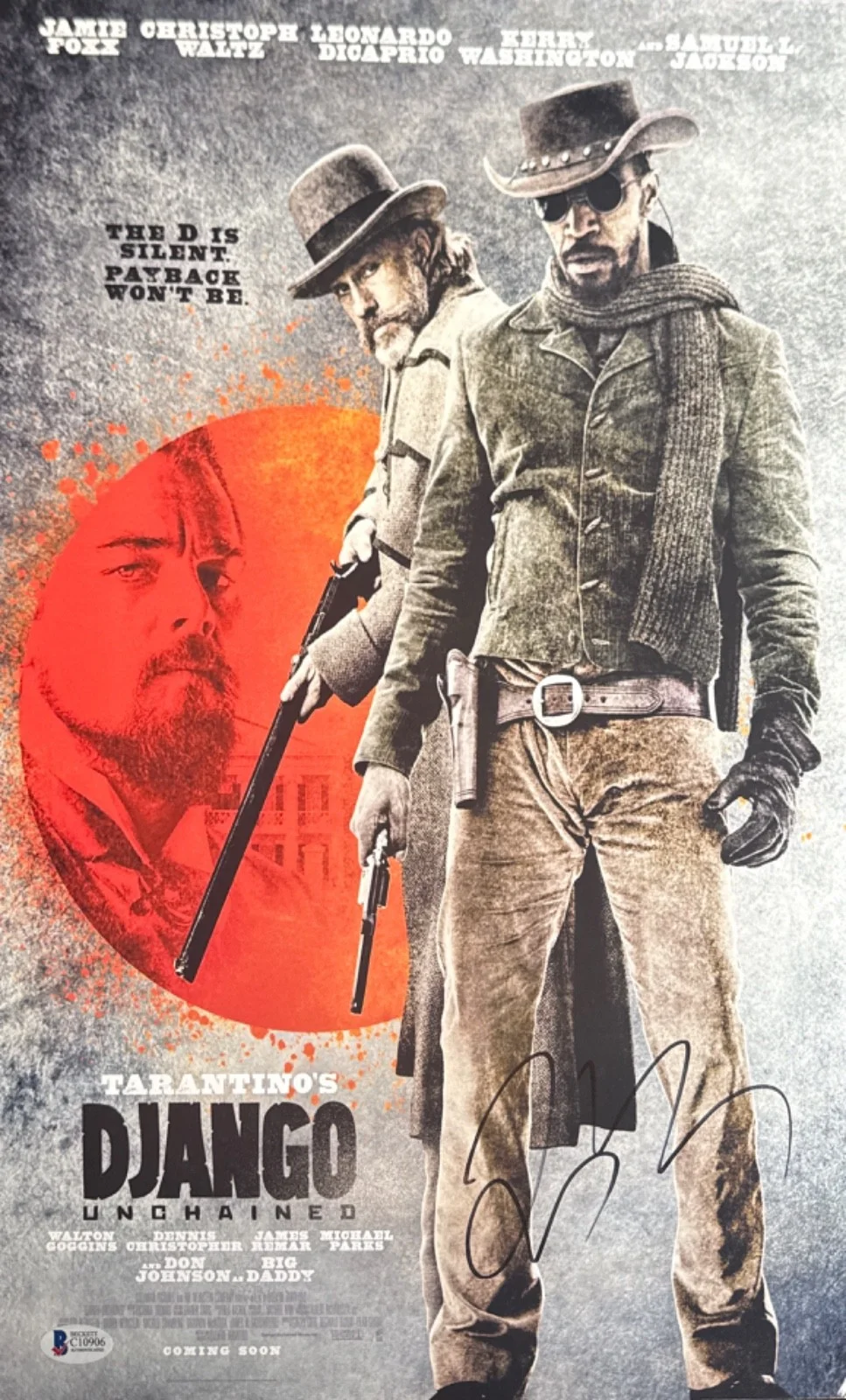 Quentin Tarantino — Quentin Tarantino Signed 12x18 DJango Unchained Movie Poster BAS C10906, изображение 2