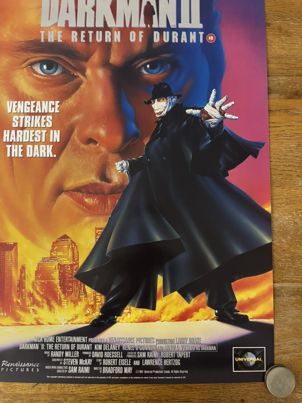 Darkman 2 Original Video Shop VHS Poster 1995 Rare, изображение 2