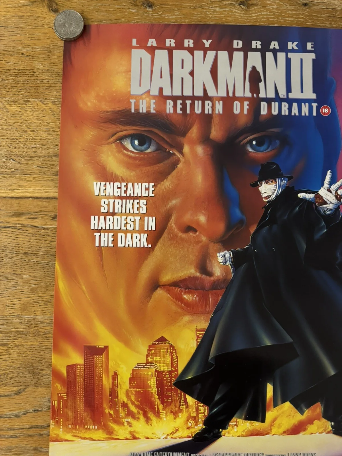 Darkman 2 Original Video Shop VHS Poster 1995 Rare, изображение 4