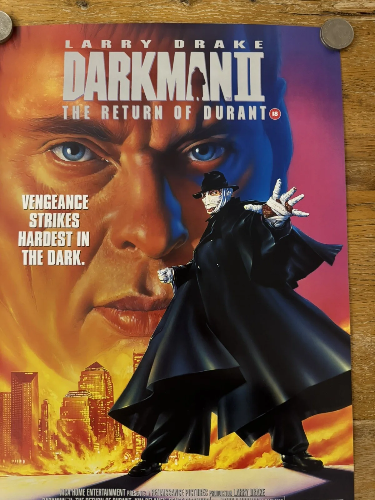 Darkman 2 Original Video Shop VHS Poster 1995 Rare, изображение 5