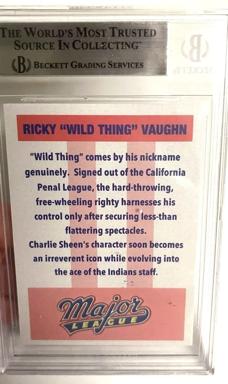 Charlie Sheen "Wild Thing" Signed Major League Movie Card - Beckett Encapsulated, изображение 3