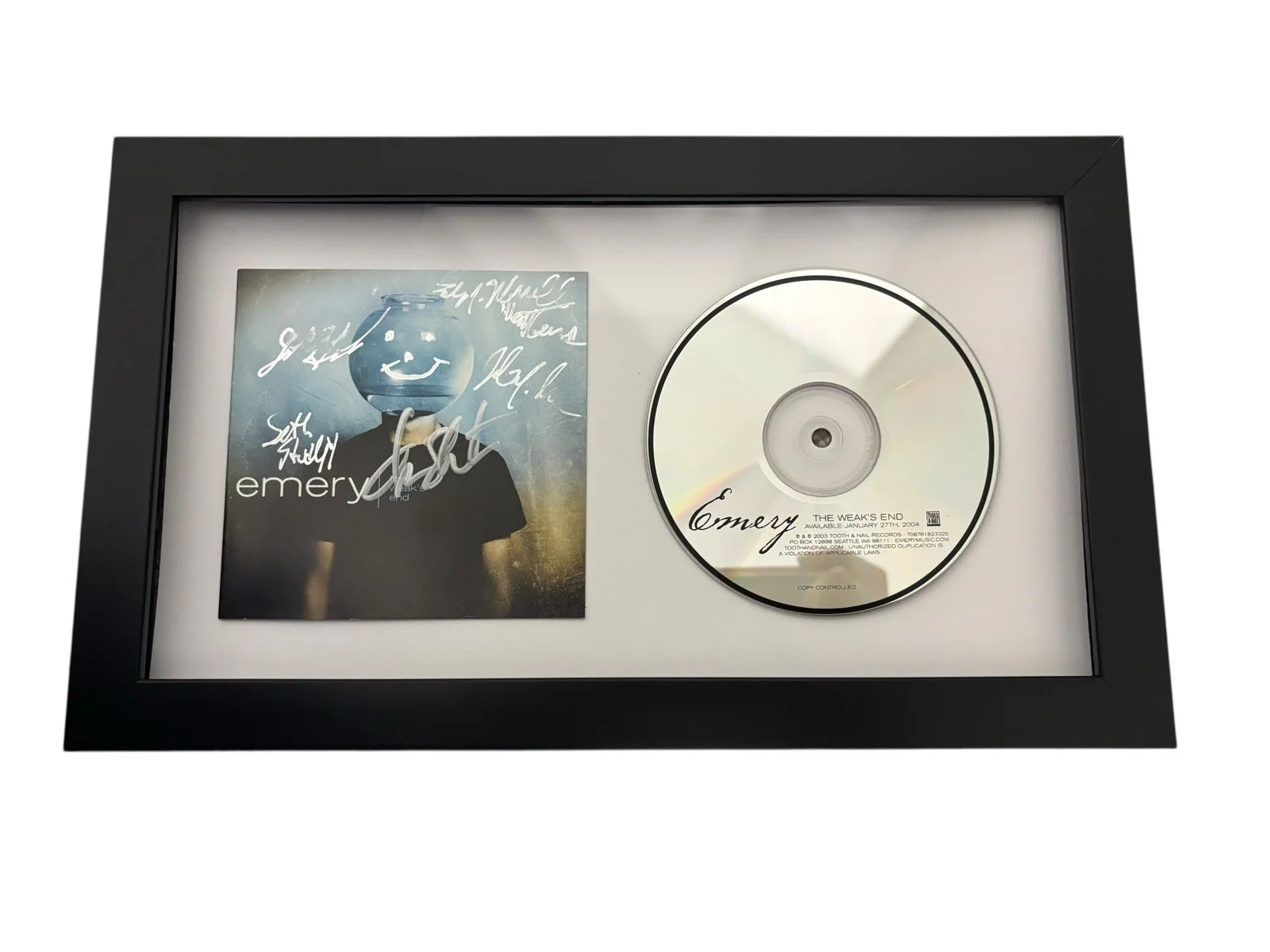 EMERY SIGNED AUTOGRAPH x6 THE WEAK’S END FRAMED CD RARE TOBY +5 JSA CERT COA, image 3