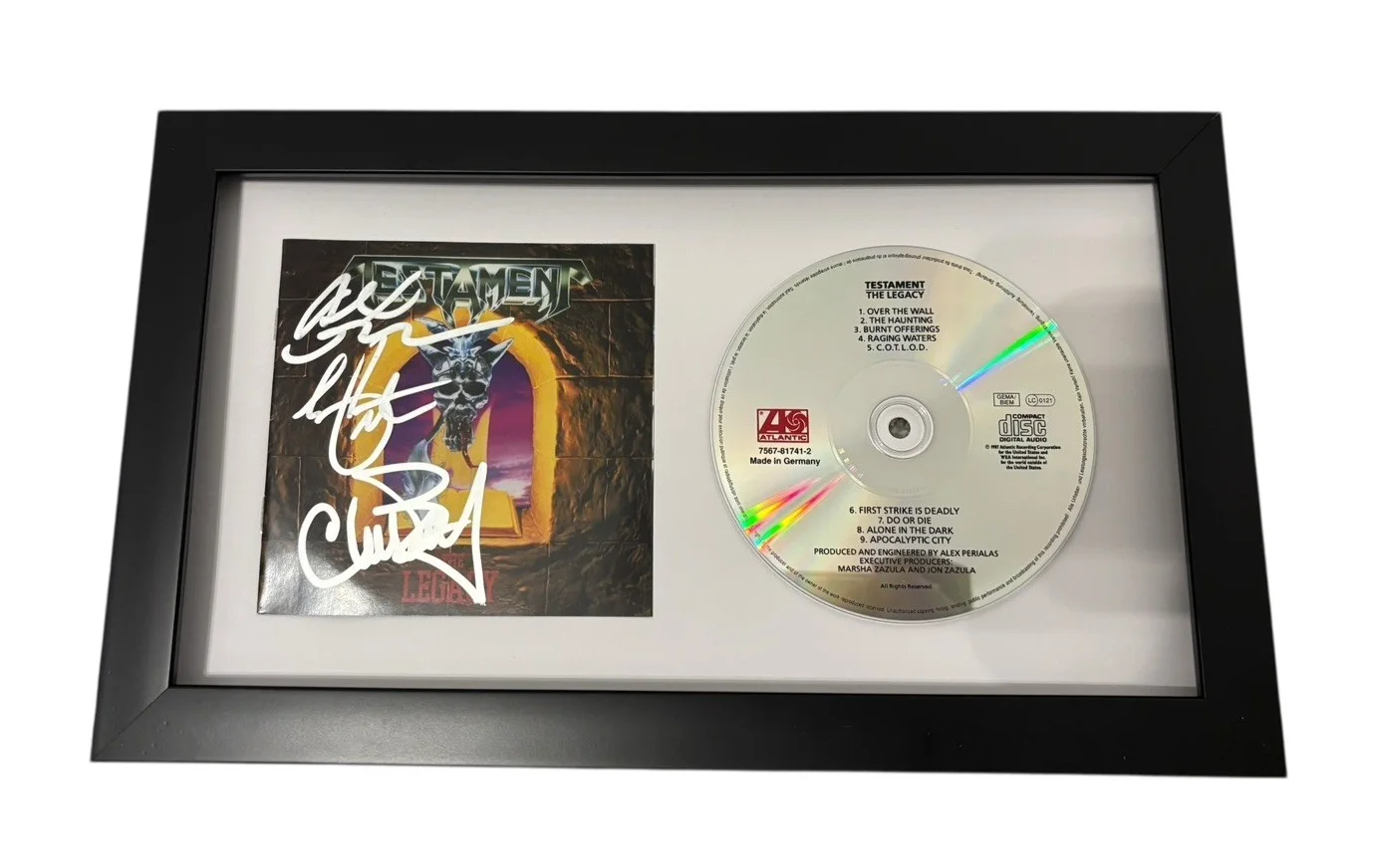 TESTAMENT SIGNED AUTOGRAPH THE LEGACY FRAMED CD CHUCK +2 w/ PROOF JSA CERT COA, image 3